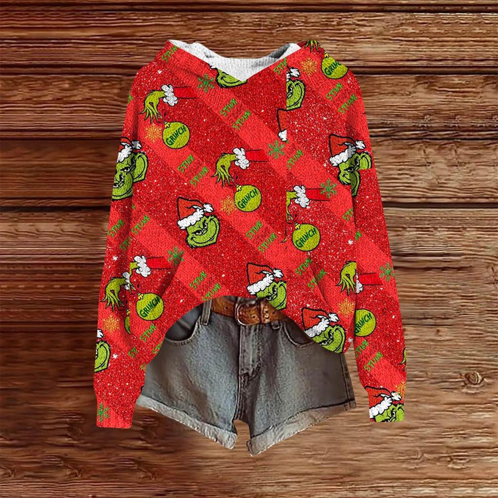 Sweatshirts For Women Knit Sweater Cute Shirt Fall Pullover Hooded Sweatshirt