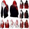 Men's Casual Printed Hooded Zip-Up Sweatshirt Jacket, Loose Fit Cardigan