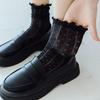 Polka Dot Socks for Women  Summer Black Fungus Fringed Pile Socks Thin Mesh Mid-calf Socks  Japanese-style Lace Socks