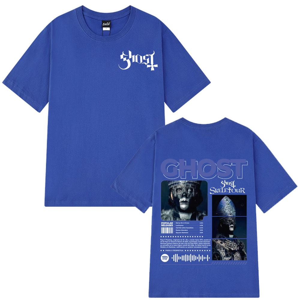 Ghost Skeletour World Tour 2025 Album Vintage Tshirt Men Women Hip-hop T-shirt Short-sleeved Gothic Punk Loose Casual T-shirts