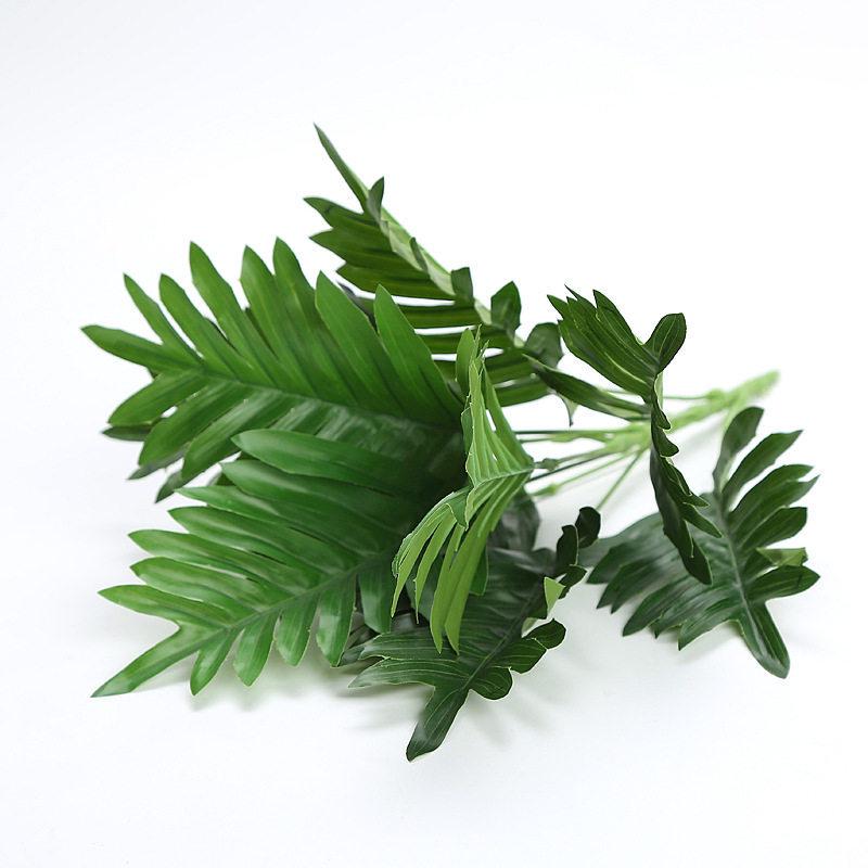 Artificial Pothos & Monstera Leaves Wall Decor for Living Room - Small Potted Greenery Arrangement