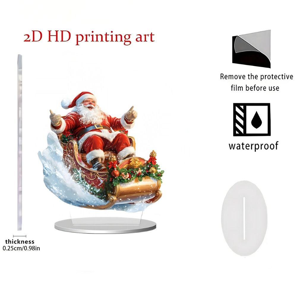 Elk Snowman Christmas Scene Ornaments 2D Flat Santa Claus Statue Ornaments Gifts