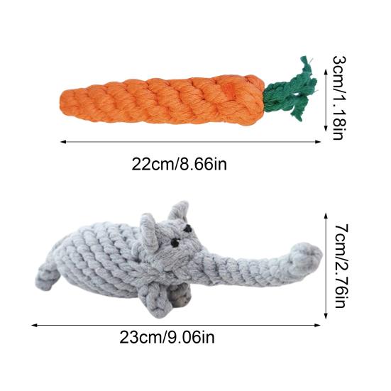 Yousheng Rope Dog Toy Animal Shape Rope Toy to Keep Dogs Busy Carrot Puppy Chew Toy Tug of War Toy for Small Medium Dogs Indoor Outdoor Play