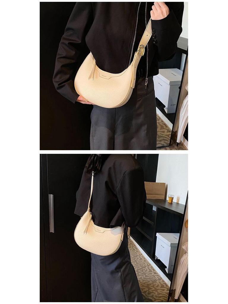Korean Style Women's Versatile Half-Moon Crossbody Saddle Bag - 2025 Casual Fashion Crescent