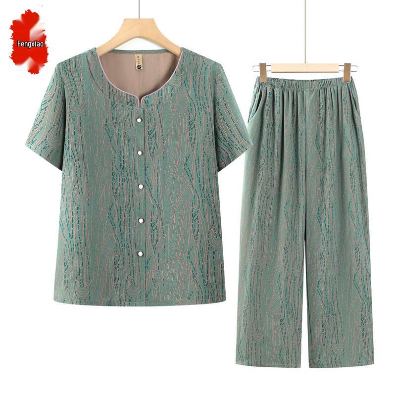 Elderly Women s Stylish Summer Two-Piece Set XL
