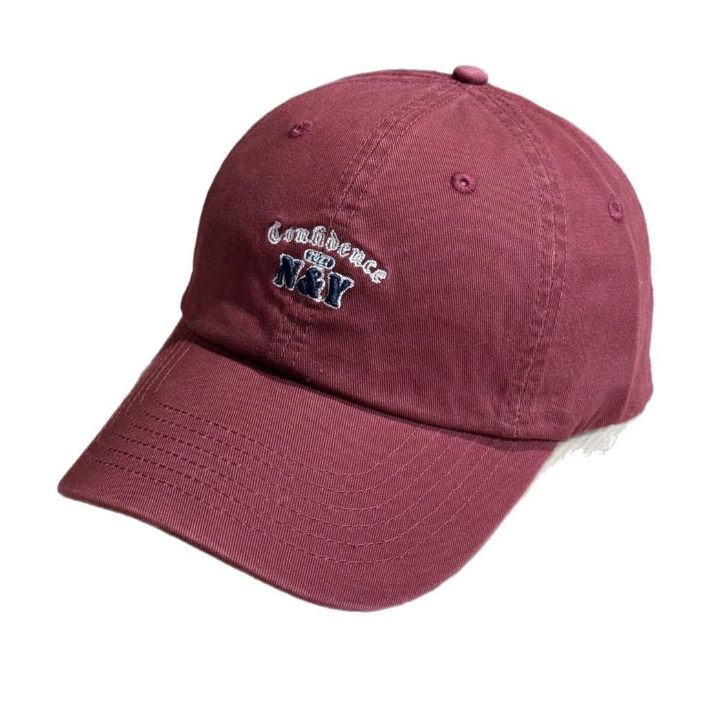 New style pure cotton washed soft-top baseball cap for women, spring and summer street fashion letter print, face-slimming curved brim cap for men