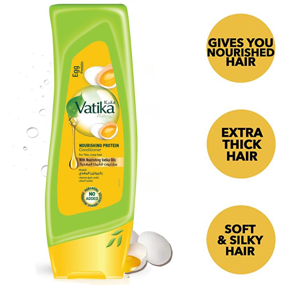 3 Size Hair Conditioner with Egg Proteins Vatika Dabur UAE, India | Daily Moisturizing Conditioner | For Strong, Healthy & Shiny Hair