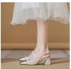 Bridesmaids with skirts temperament single shoes French high heels design sense niche thick heel 2025 spring new with cheongsam