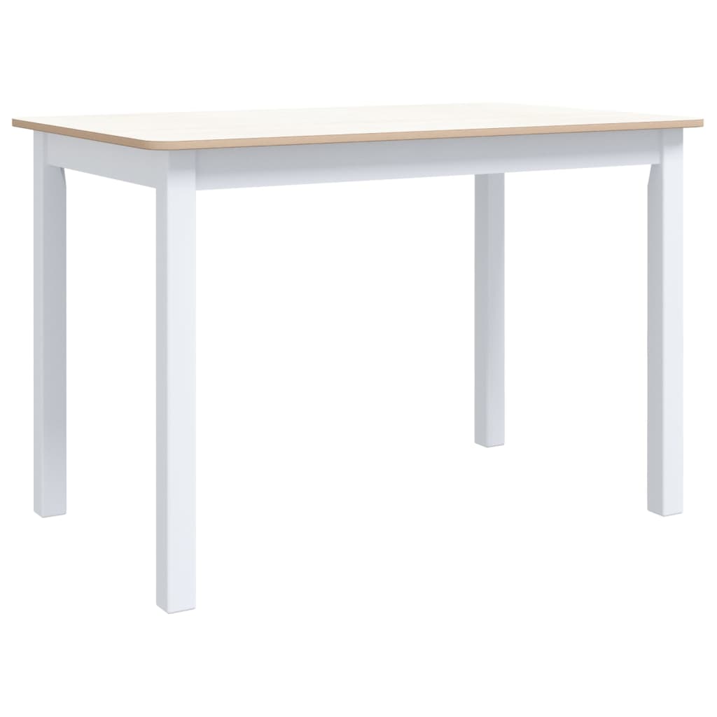 Dining Table White and Brown 114 X 71 X 75 Cm Solid Rubberwood