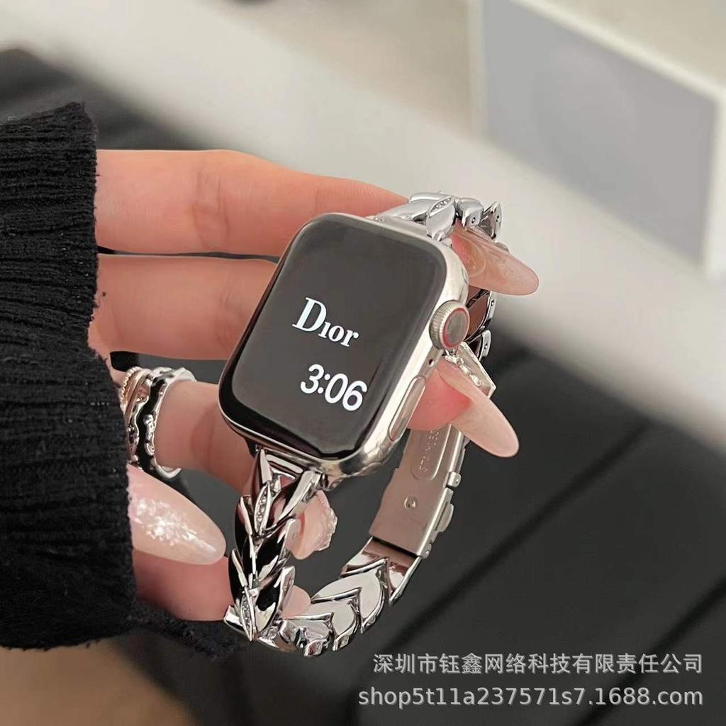 Wheat Ear Fine Diamond Metal Strap for Apple Watch - Stylish Fashion Band
