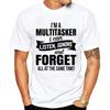 I'm A Multitasker Print T-shirt with Funny Saying Men and Women's Fashion Graphic Tee Black T Shirt Summer Short Sleeve Shirts