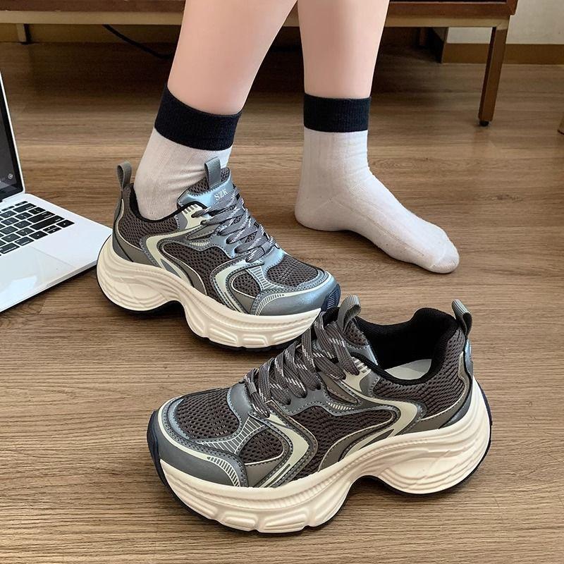 Platform Dad Shoes 2025 Early Autumn Casual Women's Shoes Super Soft Explosion Heightening Sports Shoes Mountaineering Non-slip and Wear-resistant