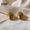 Comfortable Earrings 1 Pair Vintage Chunky Gold Plated for Women, Textured Geometric Jewelry Half Ball Stud Earrings, Minimalist Oval Round