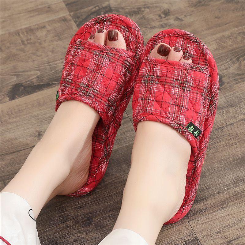 Cloth bottom slippers couple fresh and versatile home indoor silent silent does not hurt the wooden floor men's and women's four seasons