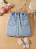 Girls' Denim Skirt (Single Piece) — Casual, Simple, and Cute A-Line Style; Trendy, Fashionable, and Versatile