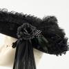 18th Century Pirate Captain Tricorn Hat With Adjustable Lace And Long Veil For Colonial Costume Halloween RolePlay Game