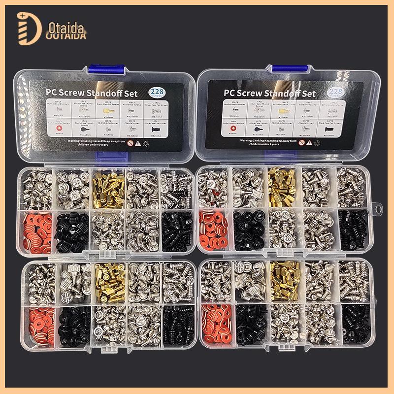 228-Piece Desktop PC Mounting Screw Set for Case, PSU, Optical Drive, HDD, and Motherboard.