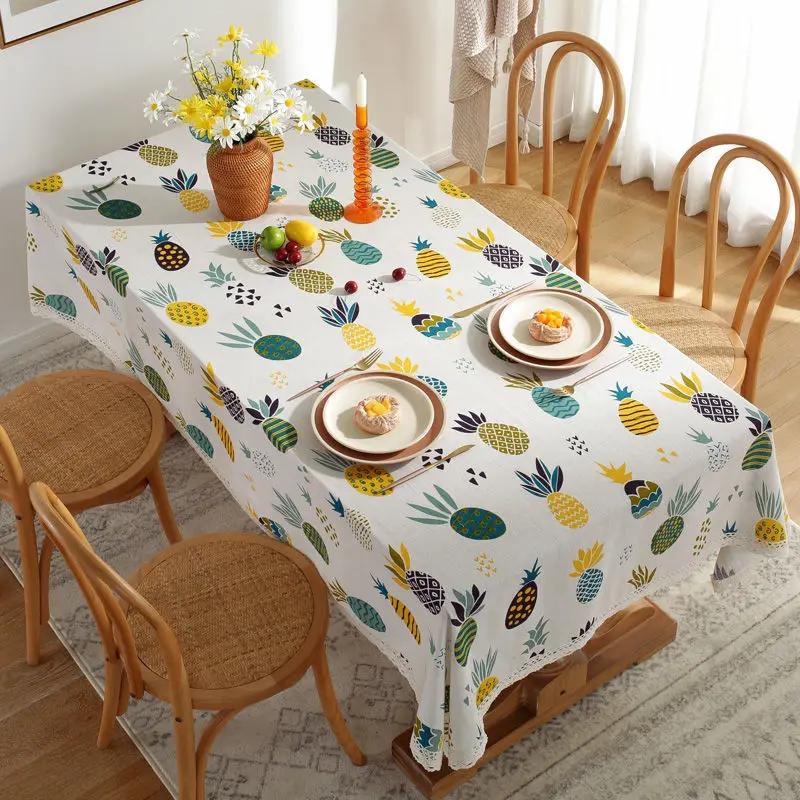 Tablecloth Plaid Lace Pastoral Student Writing Desk Cloth Nordic Simple Rectangle Banquet Party Decorative Table  Dustproof