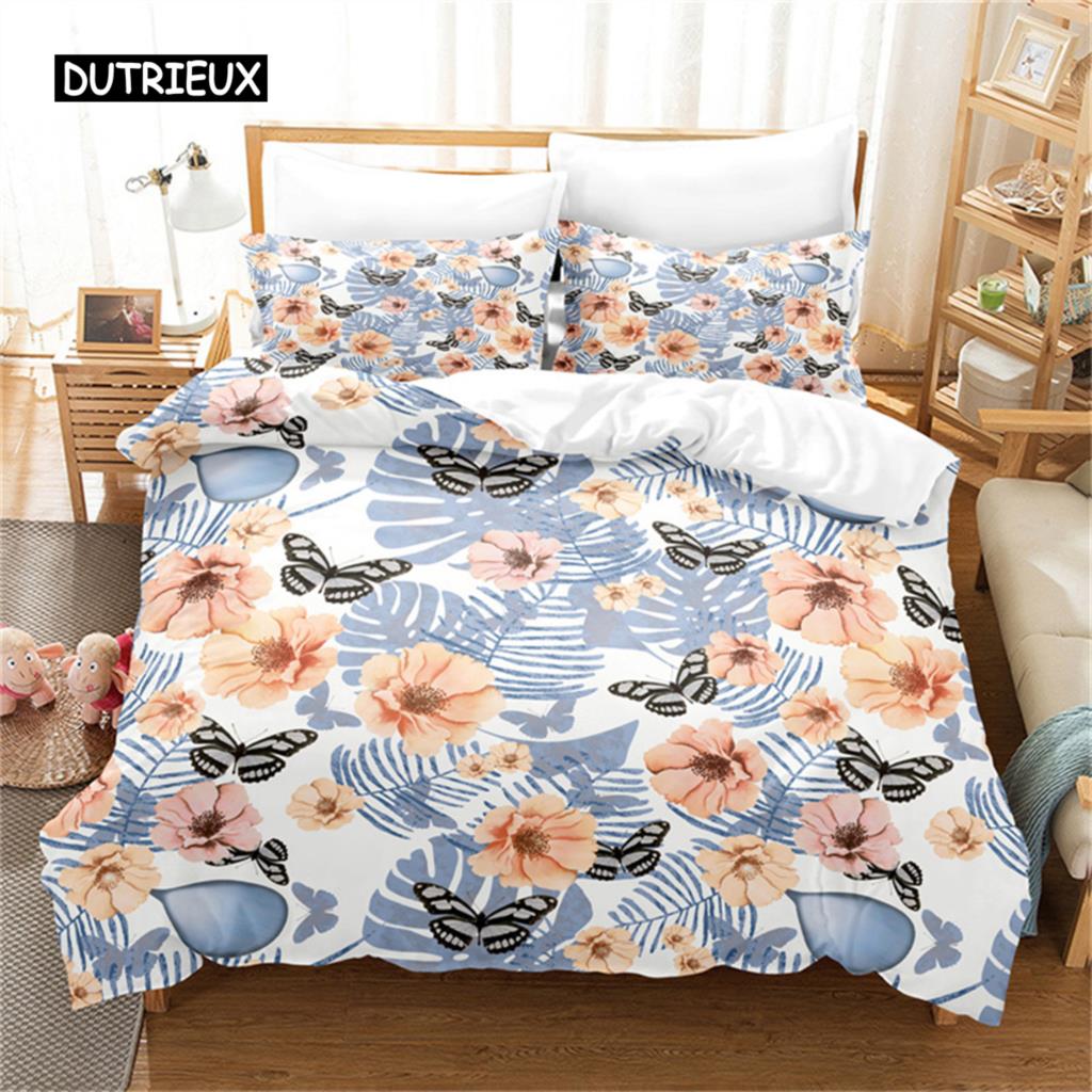 Flower Bedding Set Tropical Plants European Vintage Flower Duvet Cover Bedroom Gorgeous Bedding for Women Girl Gift Decorations