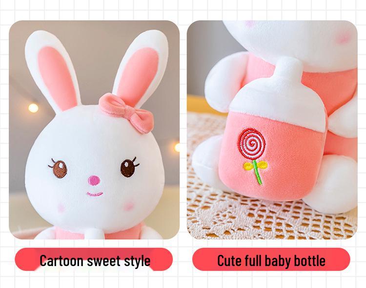 Adorable White Bunny Plush Pillow - Cute Rabbit Doll for Kids' Birthday Gift