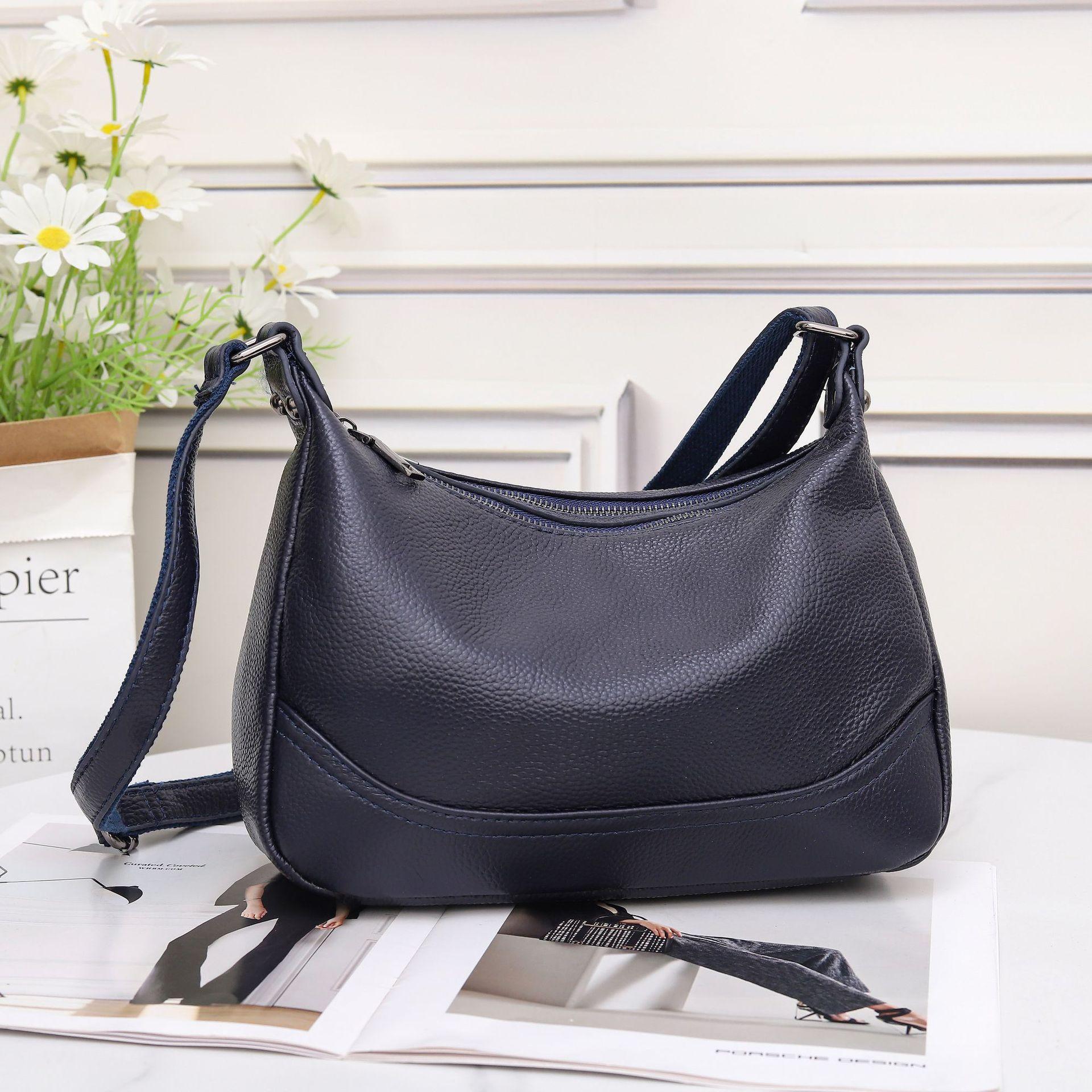 

Женская сумка из коровьей кожи через плечо, большая вместимость, через плечо, модная, простая, практичная и щедрая сумка, сумка из мягкой кожи королевский синий