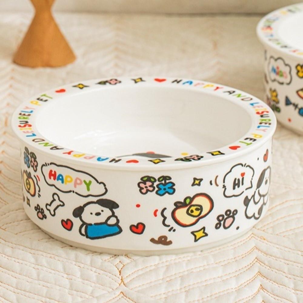 High Temperature Resistance Ceramic Cat Bowl Cartoon Pet Food Bowl Dog Bowl Cat Food Bowl  Pet Care