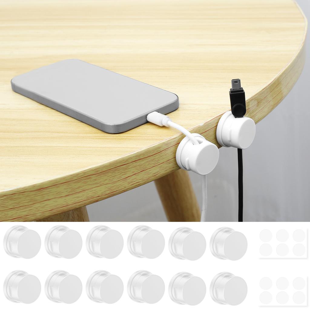12PCS/Set Magnetic Cable Clip Cable Holder Adhesive Wire Keeper Cord Cable Organizer for Home Office Under Desk Managementder