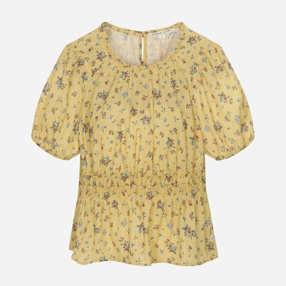 Thursday Island Women Flower Pattern Banding Blouse T264mbl274w