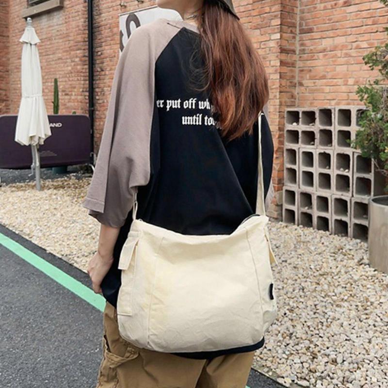 Fashion Casual Bag Simple Shoulder Bag Crossbody Bags for Girl Teen Versatile Messenger Bag Large Capacity Travel Bag  White