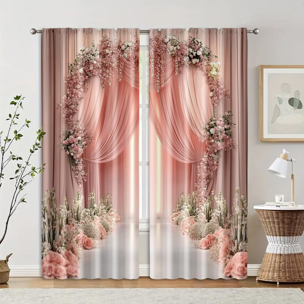 2pcs, Curtains&Drapes 2D Print Romantic Gentle Style Fabric (without Rod) Decorations For Home Use for Living Room, Bedroom,