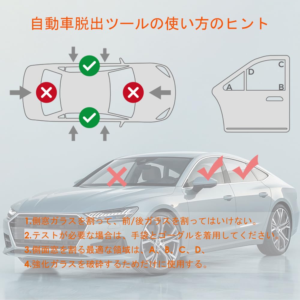 SEMTION Car Emergency Escape Hammer Safety Hammer with Key Holder Set of 2 (Black-Yellow)