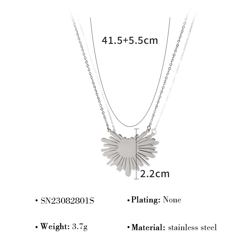 Wind Simple Sunflower Titanium Steel Women'S Short Necklace Radial Pattern Stainless Steel Necklace