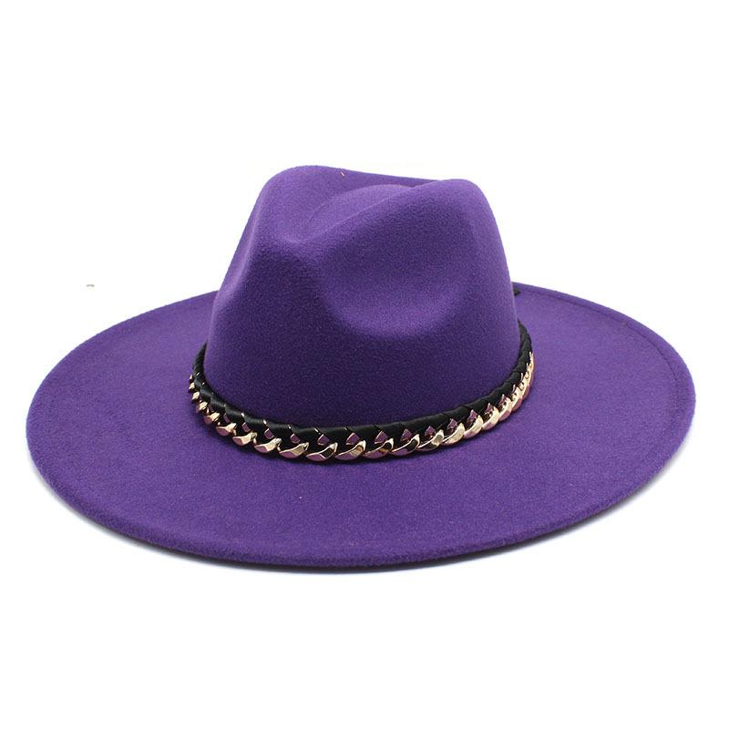2022 Men'S And Women'S Chain Top Hat Flat Edge Straight Edge Peachheart Top Woolen Jazz Hat