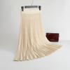 Autumn 2022 A-Line Knitted Midi Skirt: Lu Gong Style Flared Slimming Skirt with Pleats