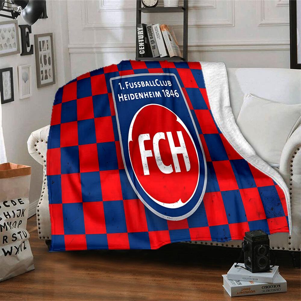 Heidenheim Crest Flannel Blanket, Soft Polyester, Modern Design, All-Season for Camping, Travel, Gifts for holidays or birthdays