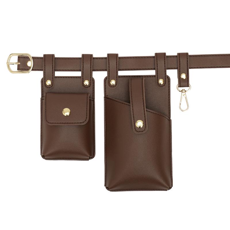 

Two-Piece PU Leather Waist Bag with Rivets for Phone and Motorcycle Use T300
