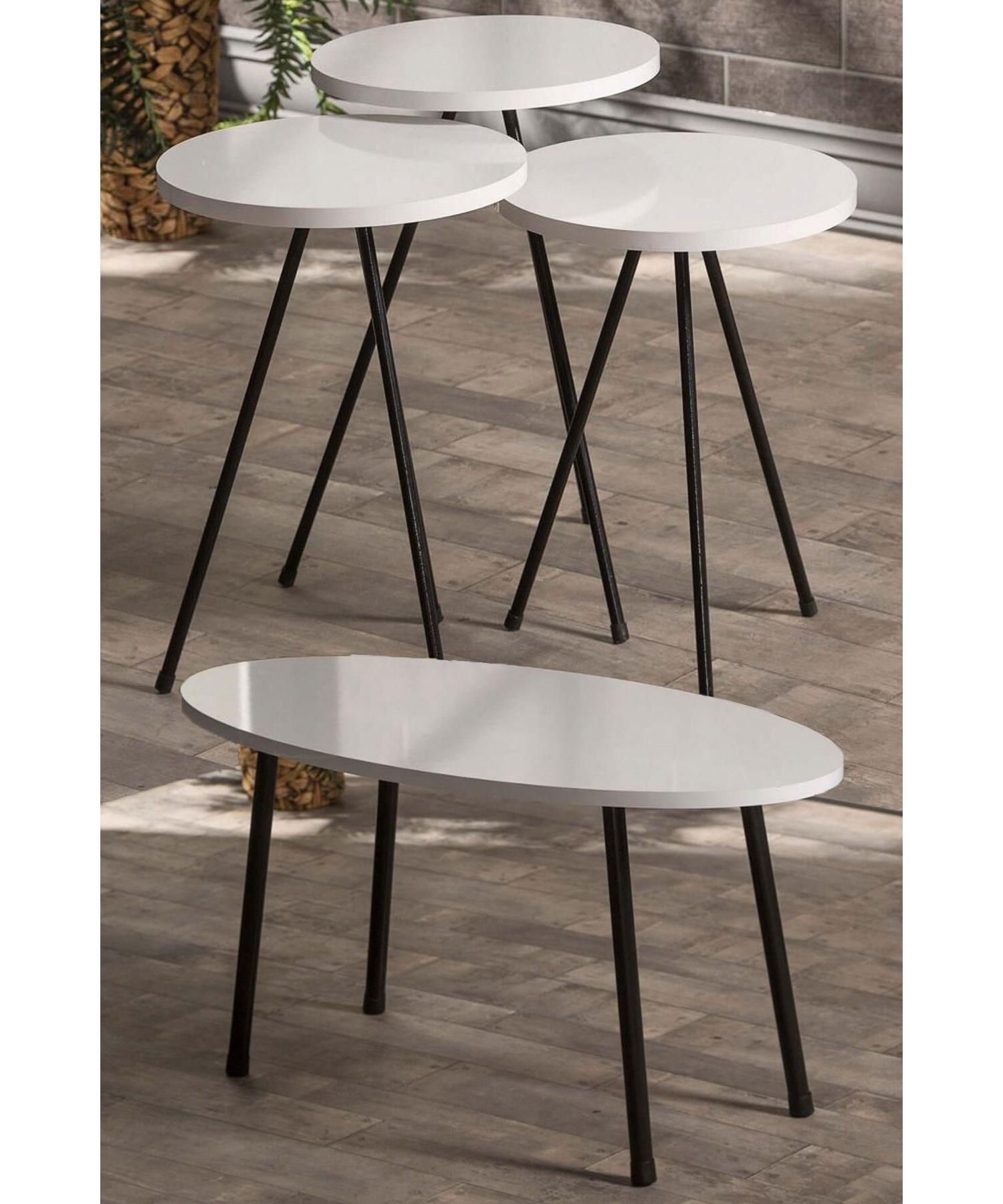 

Nesting Table And Center Table Set Metal Ellipse White