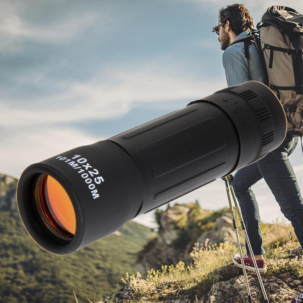 10x25 Monocular Telescope Night Vision Mini Telescope Adjustable Focal Length with Cleaning Cloth for Bird Watching Tourism