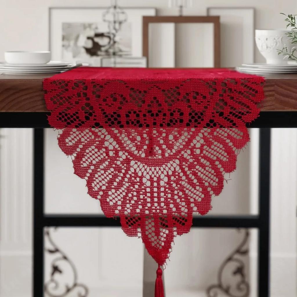 1PC Retro Polyester Fiber Lace Mesh Dining Mat Suitable For Home Decoration Such As Dining Tables, One Piece Set