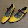 Patent Leather Mixed Color Mary Janes Women Sweet Square Toe Wedges Designer Shoes Simple Shallow Branded Mule Pumps Dress Shoes