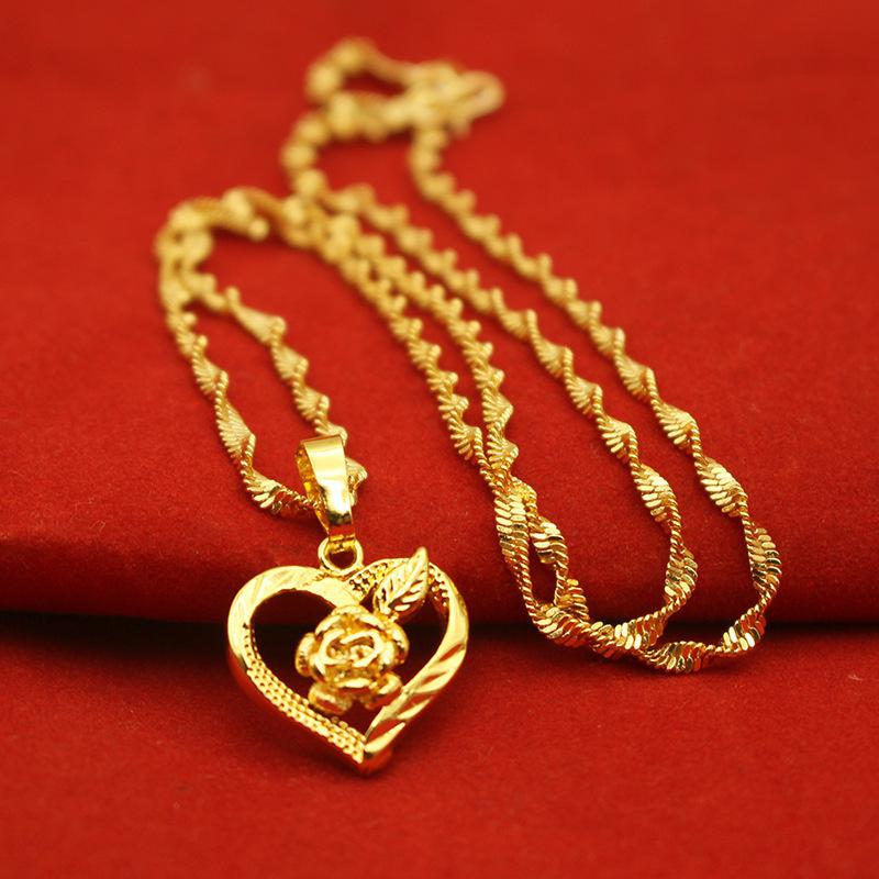 Collier Pendentif en Laiton Gravé Plaqué Or - Chaîne Clavicule Ondulation d'Eau, Ne Décolore Pas, Bijou de Luxe Léger pour Femmes