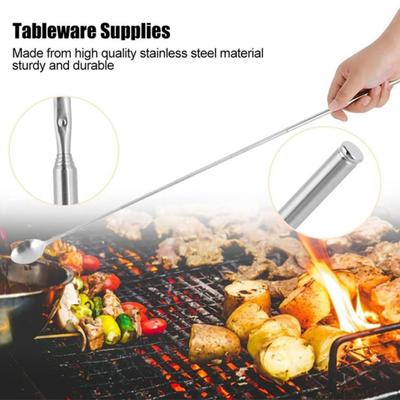 Ausziehbare Gabel, Teleskoplöffel, Edelstahl, einziehbarer Esslöffel, Streichgabel mit langem Griff, vielseitiges Esswerkzeug für Grillen und Camping