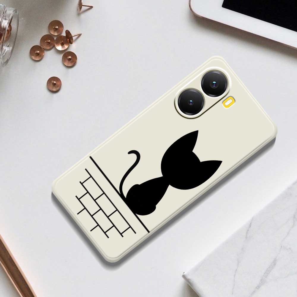 For Xiaomi Redmi Turbo 4 5G/Poco X7 Pro 5G Case Black Cat on the Wall Pattern Printing Straight Edge TPU Phone Back Cover