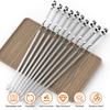 10pcs BBQ Skewers Stainless Barbecue Sticks Flat Cooking Skewers