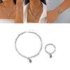 Cold Minimalist Titanium Finish Geometric Jewelry Set With Pendant And Chain For Ladies