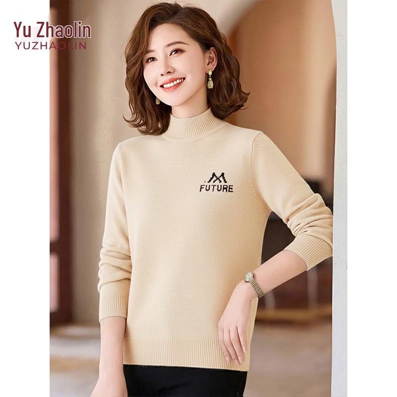 Yuzhaolin Mid-Aged Women's Half Turtleneck Knit Sweater