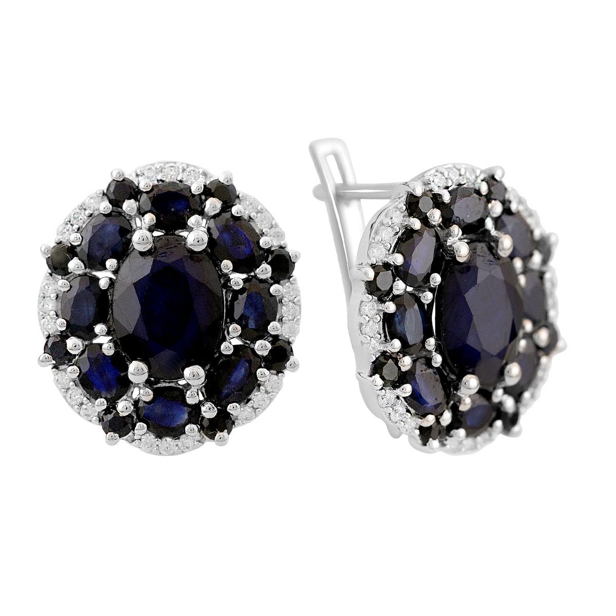 

Срібні сережки з блакитним кварцом і фіанітами. (2162711) сапфіровий