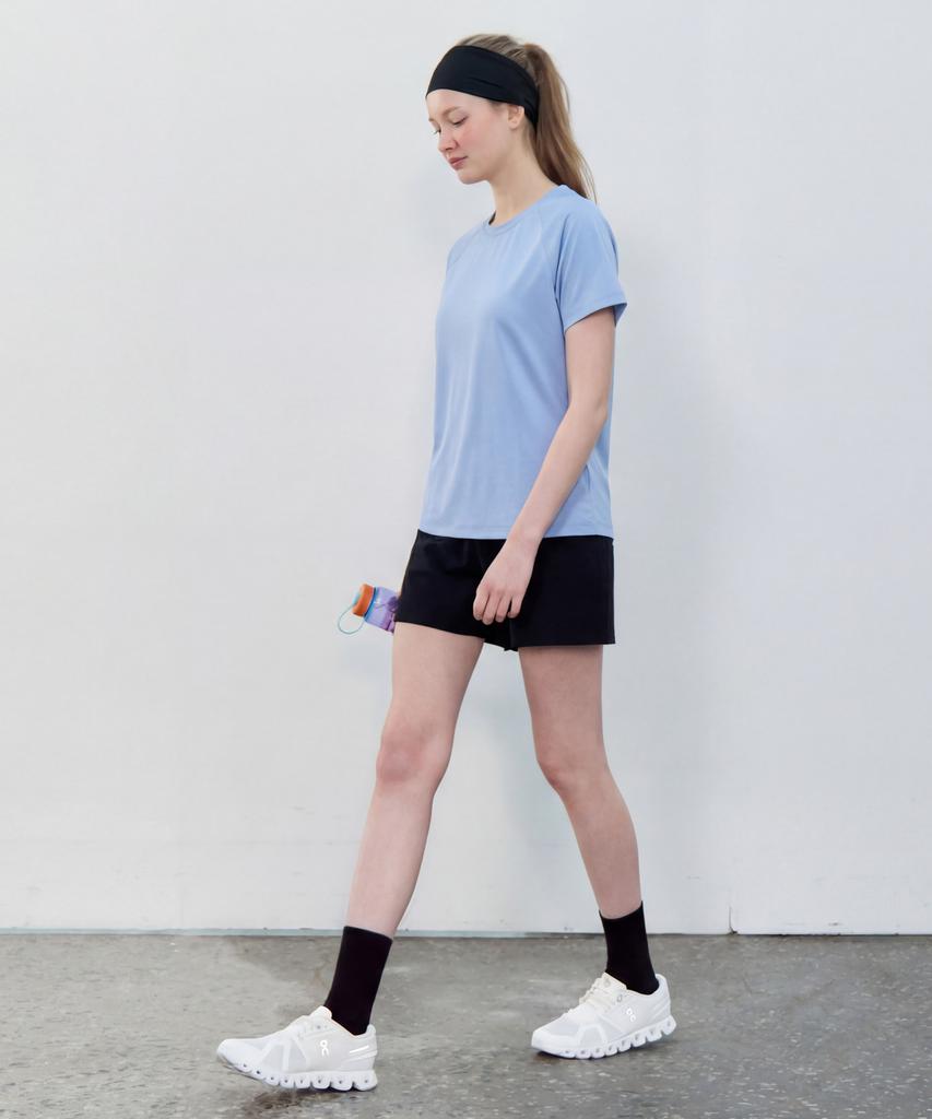 BASIC HOUSE Women'S Cool Breeze Raglan Round Short Sleeve T-Shirt Blue Lzts3223 (Type B)
