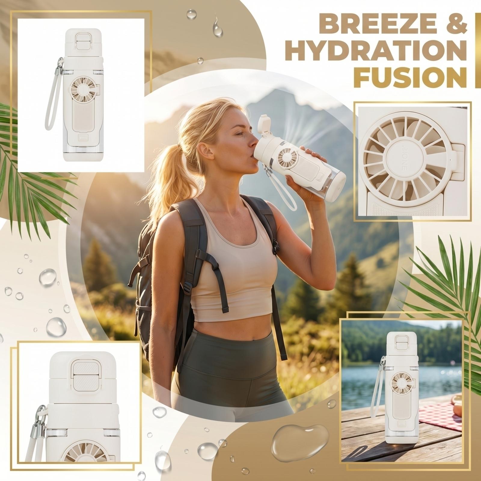 

Portable Bottle with Integrated Mini Fan and Detachable Strap for Outdoor and Indoor Activities Travel Use One Size білий
