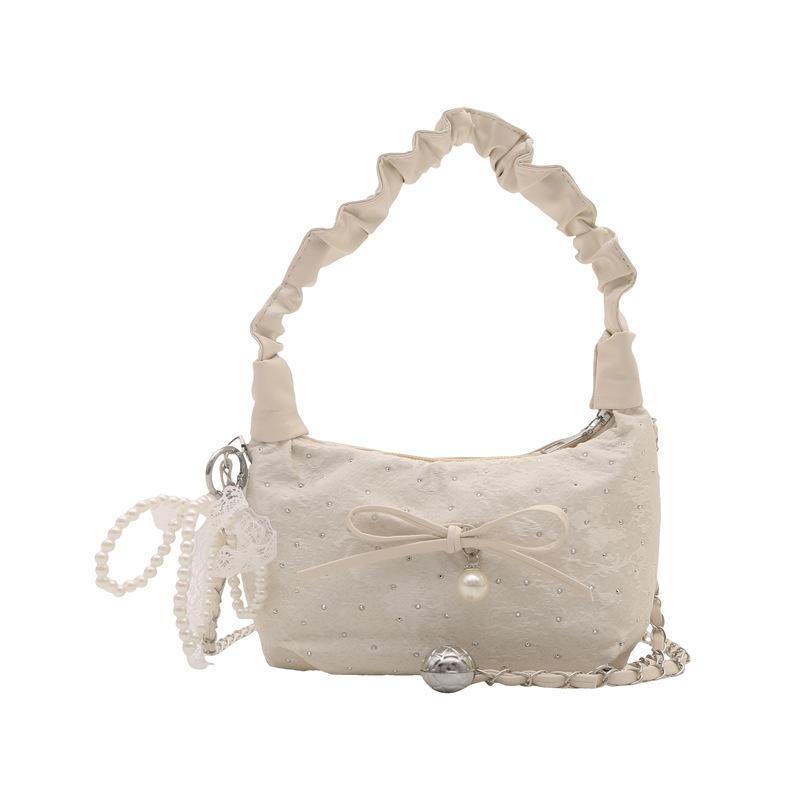Premium Achseltasche Neue Schleife Ein Schulter Crossbody Damen Tasche Mode Handgefaltete Knödeltasche Perle
